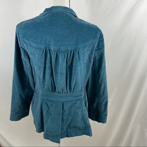 J. Jill Womens Jacket Blue Teal Stretch Velvet corduroy Petites 14P - Picture 2 of 8